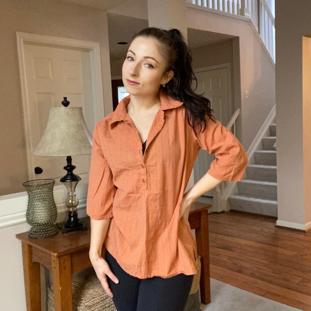 Vanity - L - Orange Button-Down Shirt